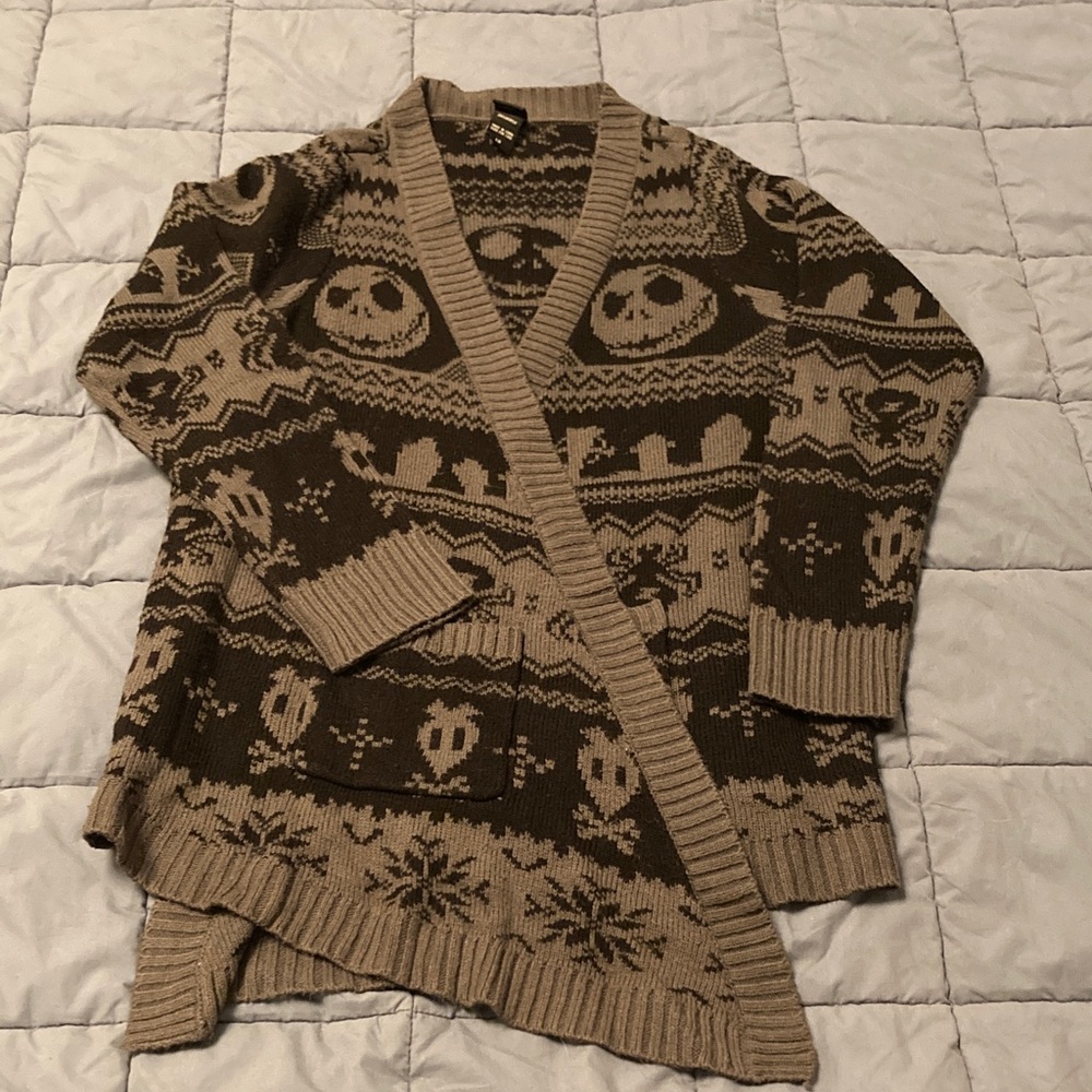 Disney Nightmare Before Christmas Black and Gray Knit Cardigan